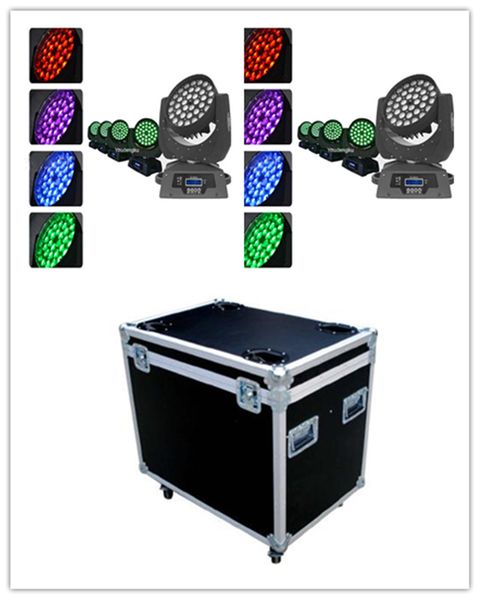

2pcs+ flycase led moving head professional show lighting rgbw focus led wash light zoom 36 x 10w rgbw 4in1 wash led moving head light