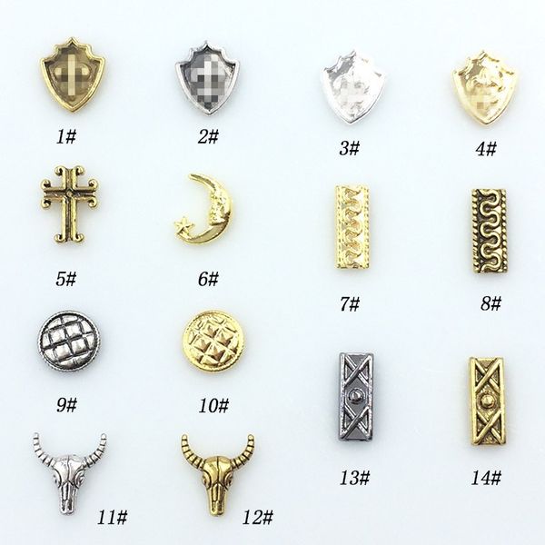 

100pcs/bag new japan korea 3d nail art deco metal diy nail tools cross moon punk style accessories for maincure, Silver;gold
