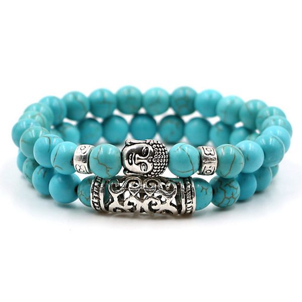 

2pcs/set buddha bangle bead bracelet beaded lava natural stone prayer beads buddha bracelet jewelry pulseras masculina, Black