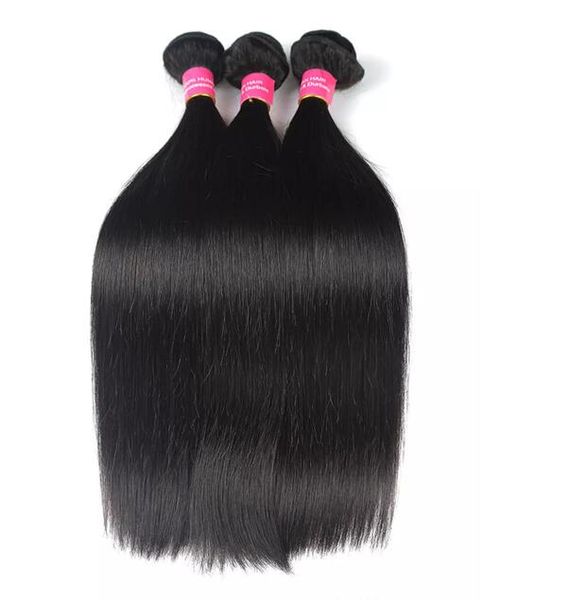 

brazilian remy human hair bundles 9a grade 100 unprocessed natural color brazilian straight body wave virgin human hair wefts extensions, Black