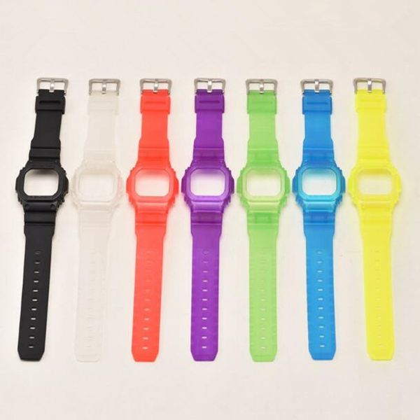 

new stock silicone rubber watchband colorful case and band for g gw-m5610/glx-5600/g-5600e soft&waterproof sale ship, Black;brown