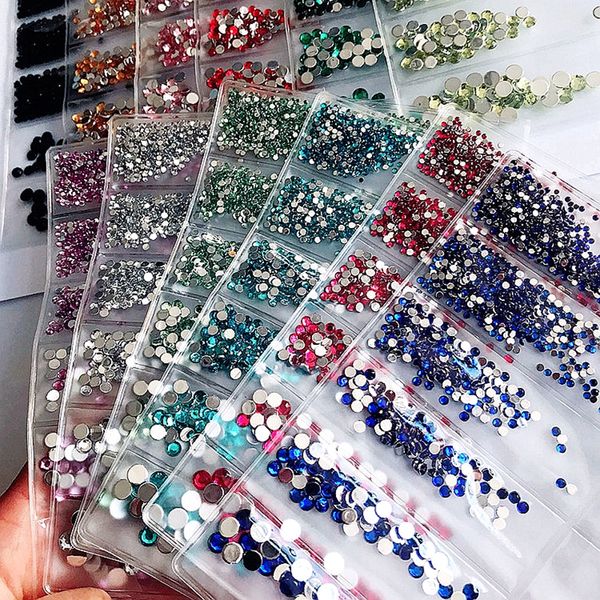 

mixed sizes 3d acrylic nail art decorations rhinestones crystal stones gliter nails accessoires supplies tools 1.5mm to 5mm, Silver;gold