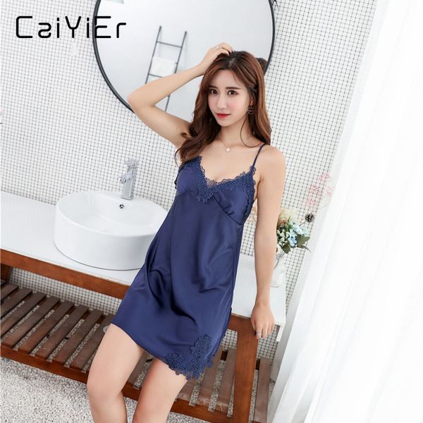 

caiyier women lace black white women spaghetti strap lingerie nightwear simple sleeveless summer sleepwear yx853, Black;red