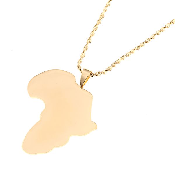 

stainless steel big size africa map pendant necklaces for women/men trendy gold color african maps jewelry ethiopian gifts, Silver