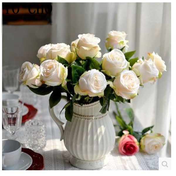 

new design (10 pcs/lot) fashionable european simulation rose flower artificial rose flowers fake silk rose flower