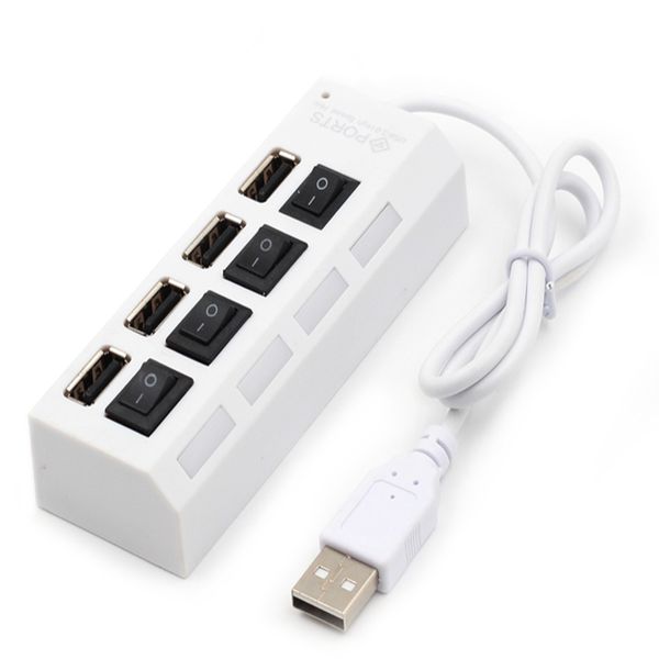 

High Speed USB 2.0 Hub 4 Ports Portable On/Off Switch Hub USB Splitter Adapter For PC Laptop shipping free