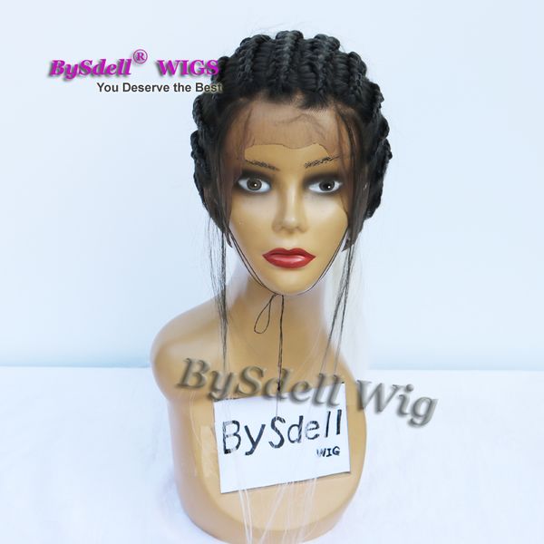 360 Full Lace Braid Wig Synthetic Black Ombre White Color Box
