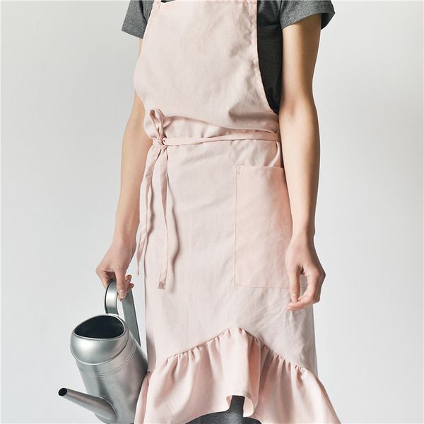 

long lady's cotton antifouling apron gardening aprons for woman kitchen cooking coffee shop florist artist uniform bibs