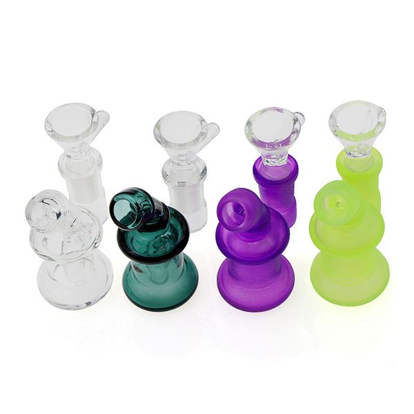 Bongue de bong de vidro feminino de 14 mm de 14 mm em torno de 3,3 polegadas com tigela de vidro grátis Pequeno reciclador de água de vidro tubos de óleo Plataformas de óleo