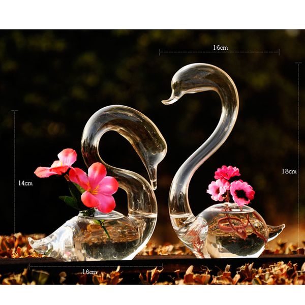 Swan Flower Vase For Wedding Decoration Home Decor Glass Vase