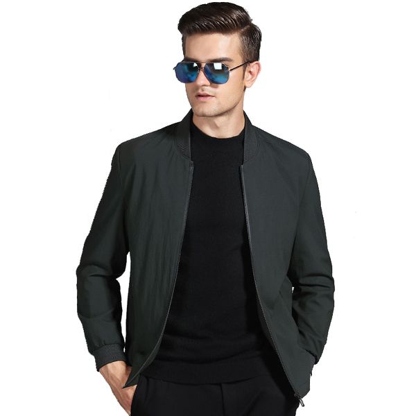 

men's fashion jackets spring autumn thin coat solid color baseball jacket sportwear top, Black;brown