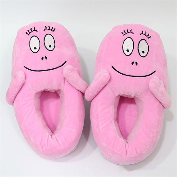 

pink girl cartoon slippers home thick-bottomed girls plush cotton shoes package, Black;grey