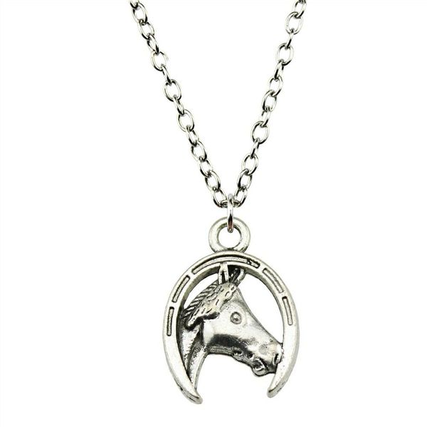 

wysiwyg 5 pieces metal chain necklaces pendants hand made necklace men horse and horseshoe 21x15mm n2-b10421, Silver