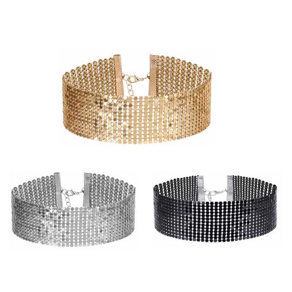 

3pcs/set new fashion popular coins collar choker necklace for women sequined beads ladies jewellry colares statement necklace, Golden;silver