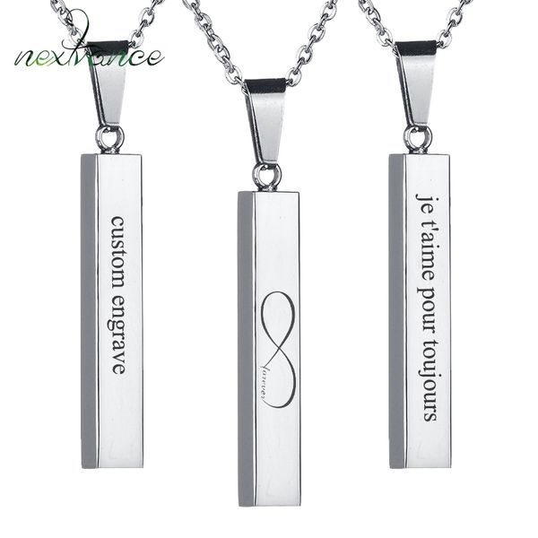 

nextvance custom square strip pendant necklace engraved name bar necklace for women men personalized gift geometric jewelry, Silver