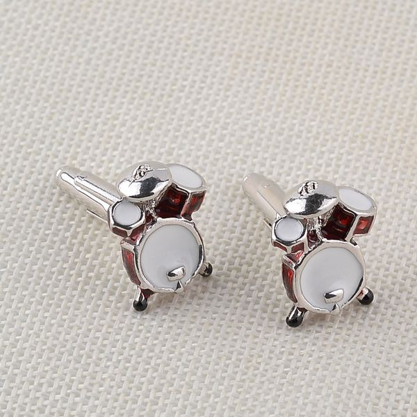 

personality men jewelry music lover drum cufflinks for men shirt accessory fashion metal music design cuff links statement jewelry, Golden;silver