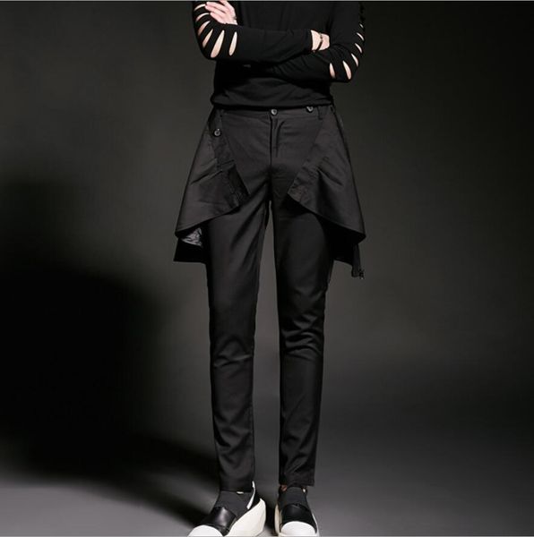 

2018 new autumn men's trousers personality gothic casual harem pants trend comfortable plus size hip-hop singer costumes, Black