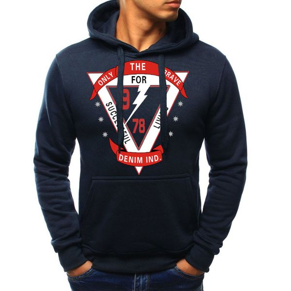 

brand clothing 2018 autumn new men's triangle print hoodie sweater solid color casual comfortable breathable sweatshirt, Black