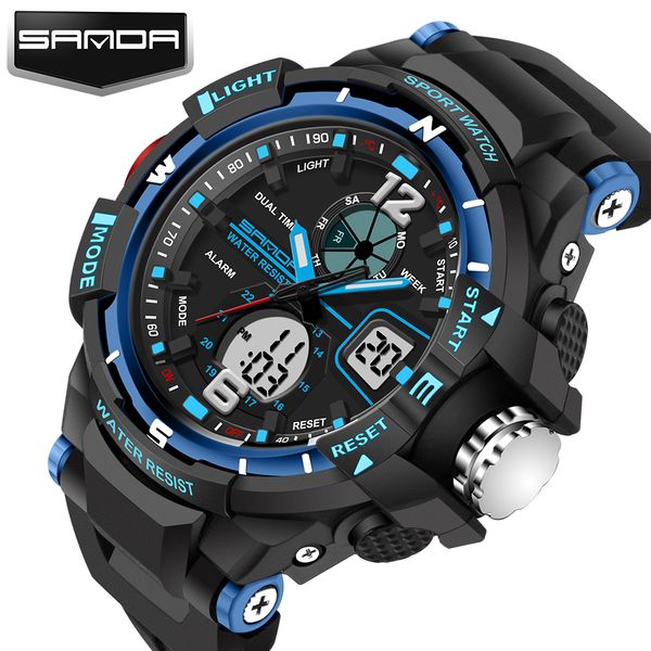 

new brand sanda fashion watch men women g style waterproof sports watches dual analog digital, Slivery;brown
