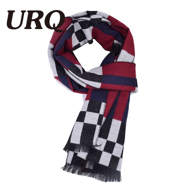 

urq] plaid men scarf causual style fashion winter design tassels scarf soft warm man foulard a3a18913, Blue;gray