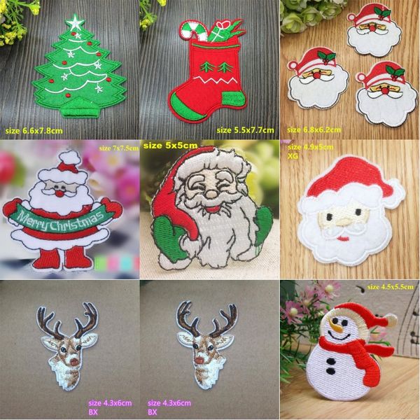 Patches de natal para roupas de ferro em remendos remendo bordado applique parches diy presentes set adesivos para roupas