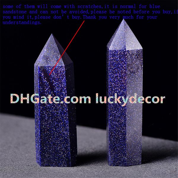 Ambição Torre de Pedra Starry Blue Sandstone Cura Ponto Único Varinha de Cristal Obelisco Terminado Meditação Terceiro Olho Chakra Reiki Presente Em Casa