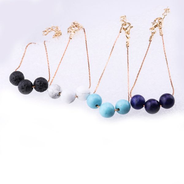 

delicate 8mm black volcanic lava stone opal beads essential oil perfume diffuser bracelet for women jewelry