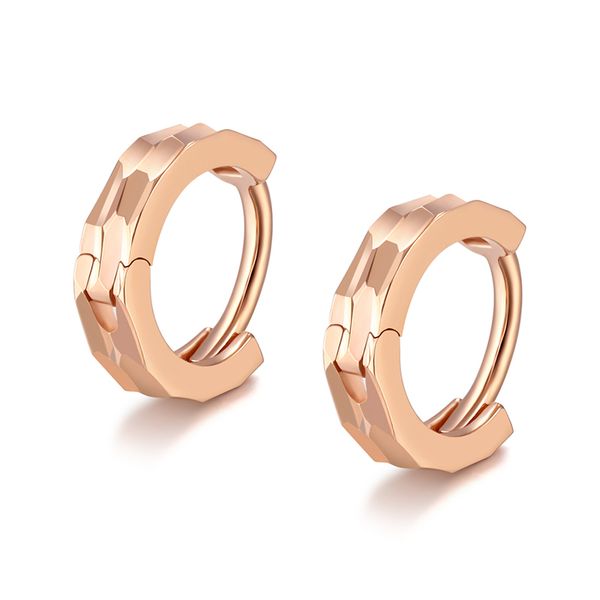 

new arrival solid rose gold hoop earrings women round hoop earrings 0.55g, Golden;silver