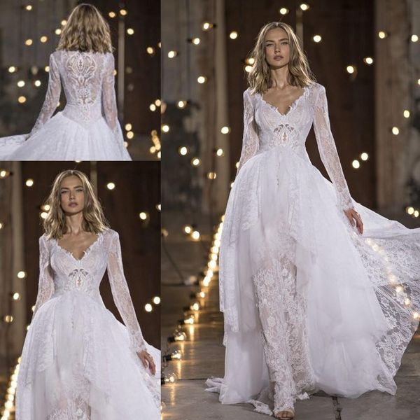 

свадебные платья с длинными рукавами nurit hen 2018 модест кружева тюль дубаи арабский полная длина садовая церковь свадебные свадебные плат, White