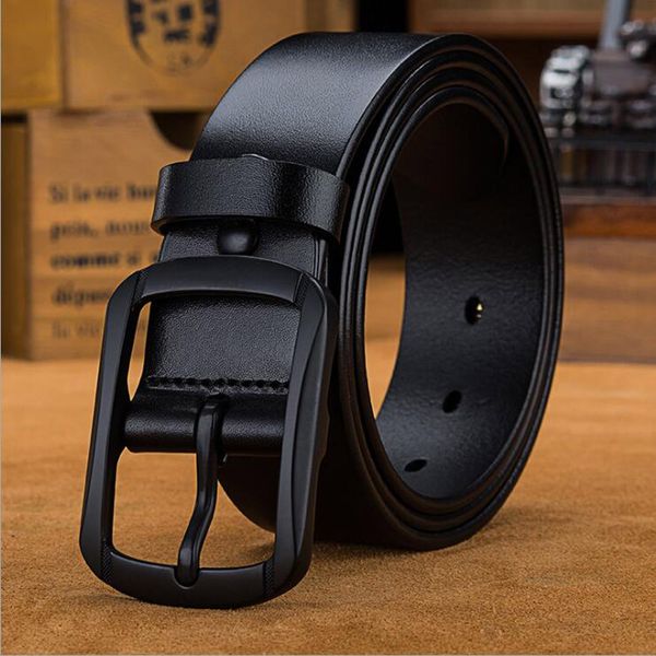 

2018 all black buckle leather belt men 100% cowskin jeans belts genuine leather male belt quality guarantee xks015, Black;brown