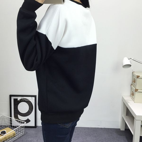 

Winter Patchwork New Fashion Black and White Patchwork Hoodies Women V Pattern Pullover Sweatshirt Female Tracksuit M-Xxl