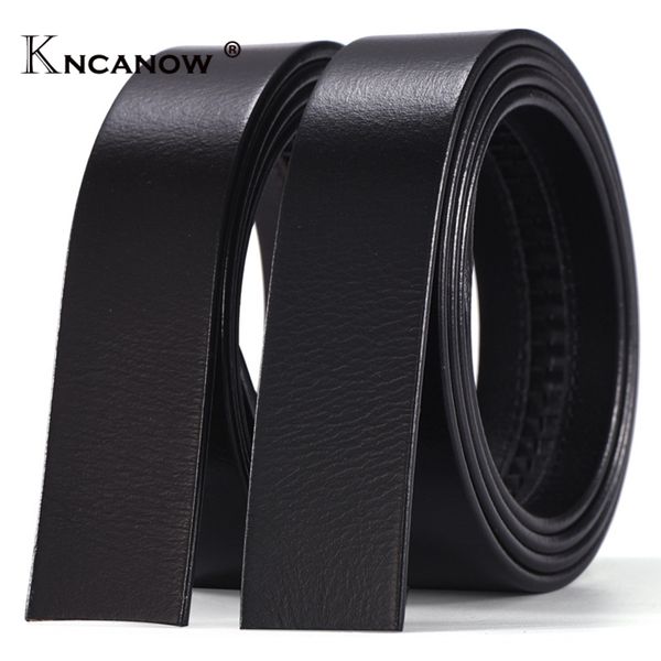 

kncanow 2017 fashion style men's belts automatic leather without buckle cowhide genuine leather belt ing, Black;brown