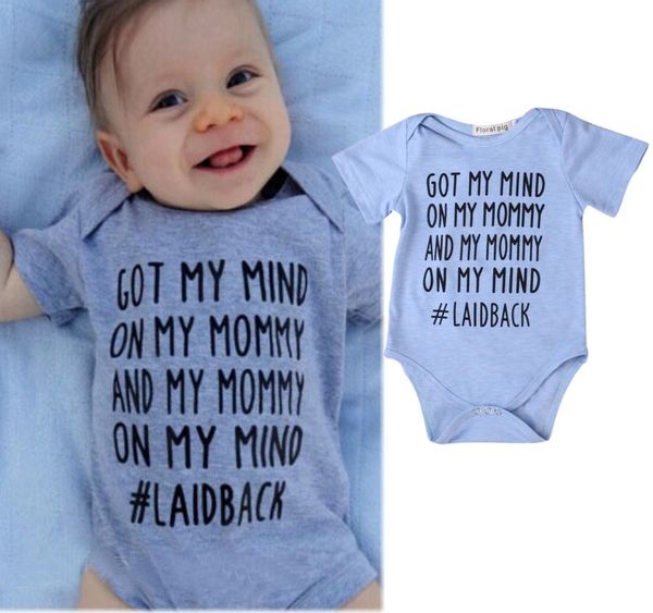 

newborn baby boys girls letter bodysuits onesie infant babies boy girl cute cotton bodysuit one-pieces outfits kids clothing, Blue