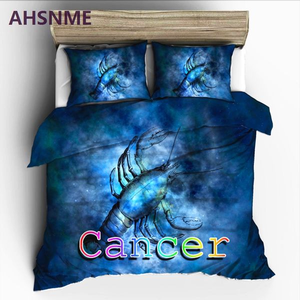 

ahsnme 12 constellation cancer bedding set high-definition print quilt cover for ru au eu king  double size jogo de cama