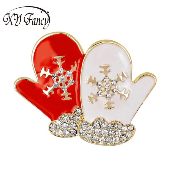

sangdo cute rhinestone gloves brooch pins christmas snowflake brooches enamel pins for women girls gifts jewelry zk40, Gray