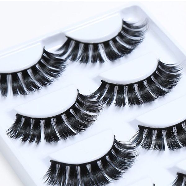 

5pairs/box d-007 luxurious 100% mink natural soft thick cross false eyelashes real mink hair eyelashes