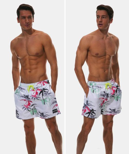 

2018 summer board beach pants men casual loose shorts quick dry foral printing pants plus, White;black