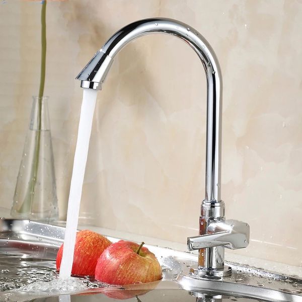 

Kitchen Faucets Silver Single Handle Zinc Alloy Kitchen Tap Single Hole Handle Swivel 360 Degree Water Mixer Tap Mixer Tap