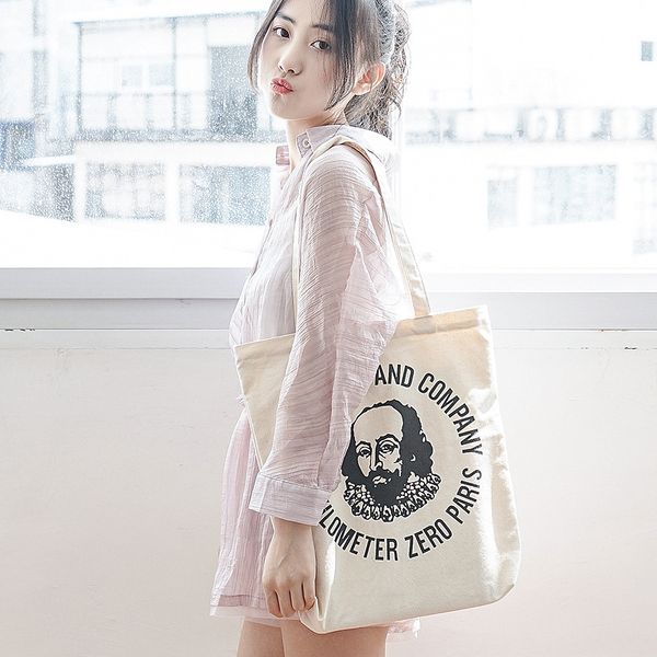 

raged sheep women reusable canvas shopping bags canvas cartoon zipper women fashion tote grocery reusable shopping bag