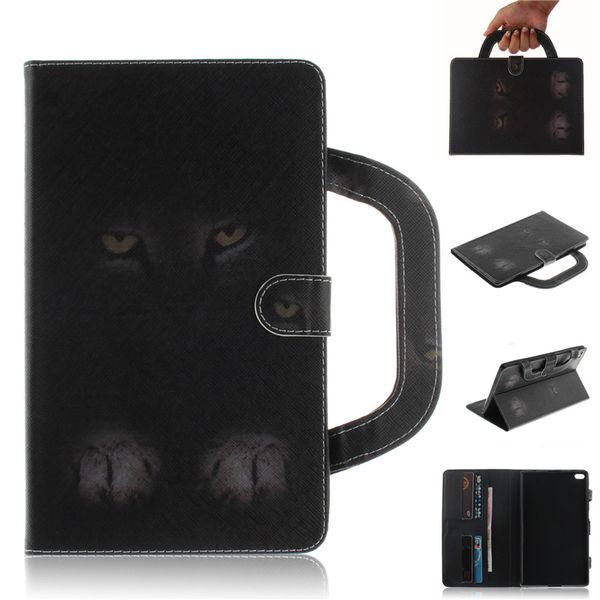 

tablet case for lenovo tab 4 8 plus handle flip cover stand leather wallet coloured drawing tiger lion wolf coque
