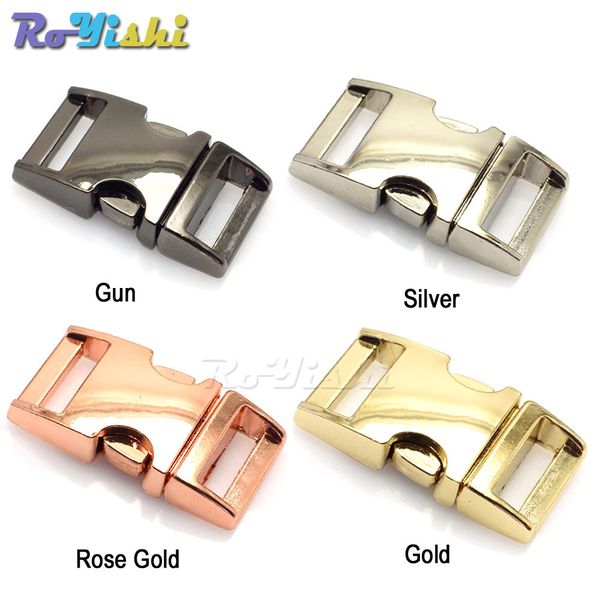 

12pcs/lot 5/8"(16mm) 4 color metal paracord buckle side release buckle small dog collar clips Paracord Shackles Accessories