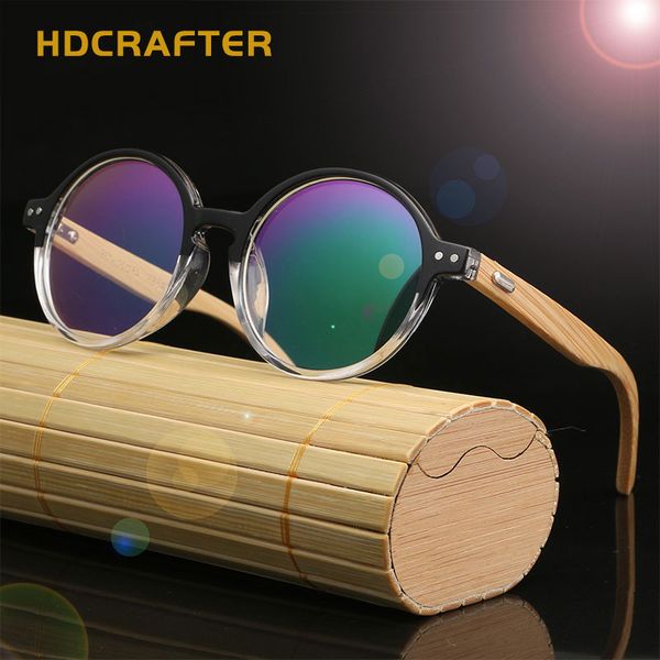 

hdcrafter round wood bamboo eyeglasses frame retro optical glasses frame spectacle frames women glasses accessories, Silver