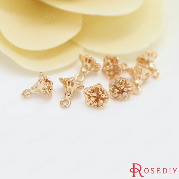 

10pcs 7x8mm 24k champagne gold color plated brass small lotus charms diy jewelry accessories, Bronze;silver