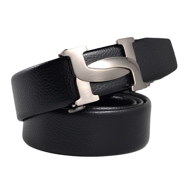 

designer belts men leather mens belt luxury 100% genuine leather smooth buckle belts for men's trousers, Black;brown