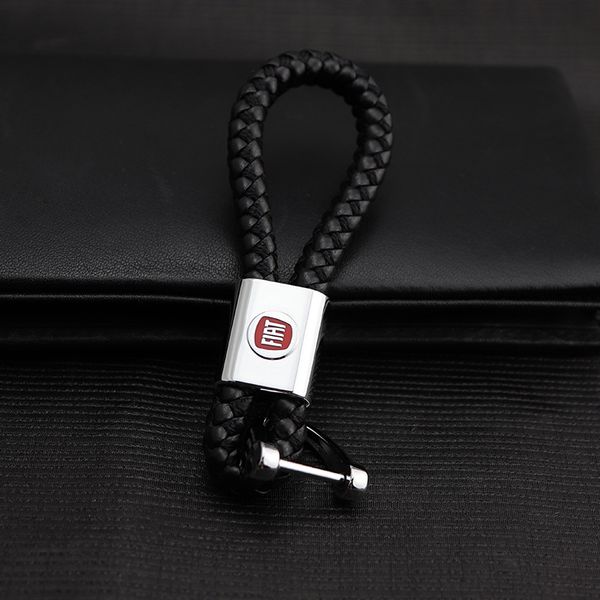 

braided leather car badge key ring rope woven keychain charm auto key chain for ford volvo benz audi bmw fiat peugeot mini, Silver