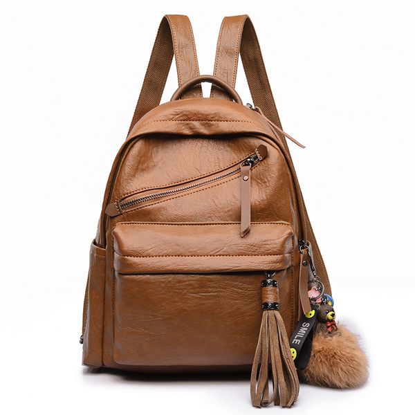 

genuine leather women backpack fashion solid school bags for teenager girls casual women black backpacks