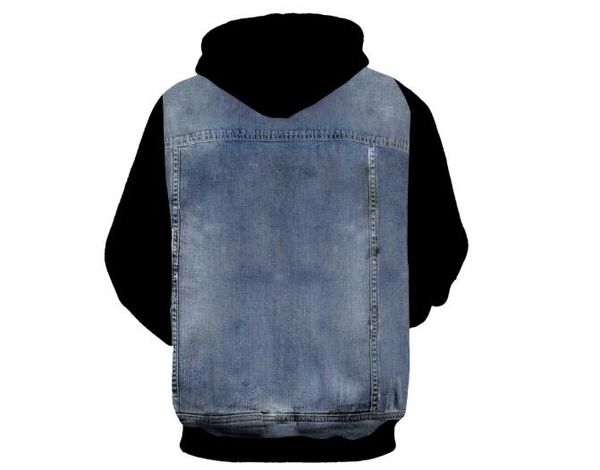 

men hoodies sweatshirts men/women 3d hoodies with hat print jeans jacket autumn winter thin hooded hoodies hoody ing, Black