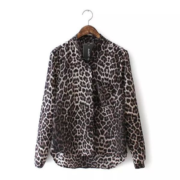 

2018 korea new women blouse ladies long sleeve leopard print chiffon blouses blusas shirt lady brand top, White