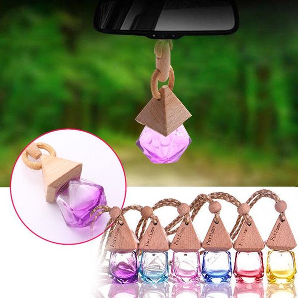 

hanging car perfume bottles fragrance diffuser bottle car freshner glass essential oil bottle pendants car handing decorationstc180906, Black