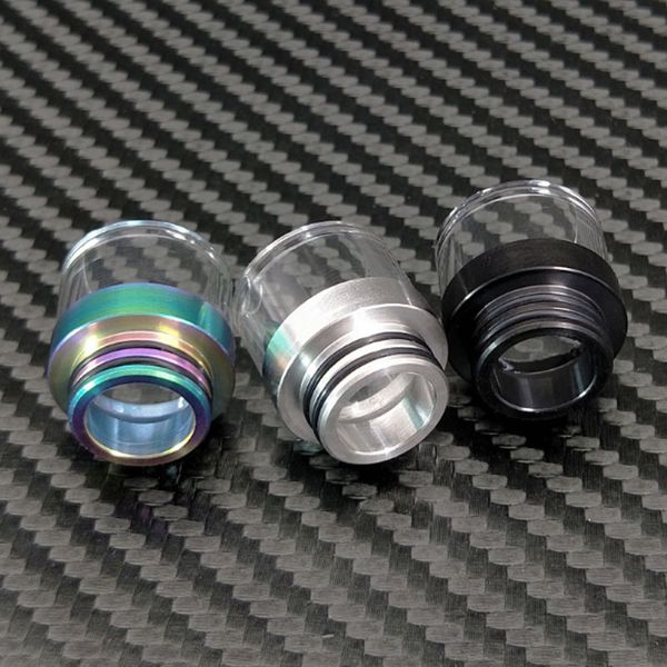 

810 510 Drip Tip SS Glass Wide Bore Mouthpiece 3 Colors SS Black Rainbow Fit TFV8 Baby TFV12 Prince Tank Ecig DHL Free